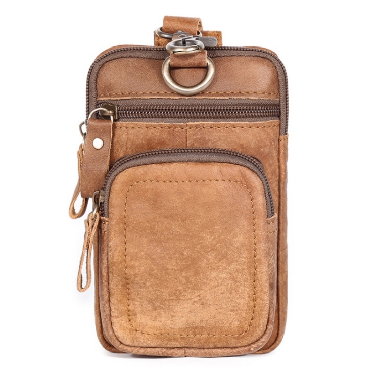 6386 Men Retro Cowhide Multifunctional Sports Belt Waist Bag