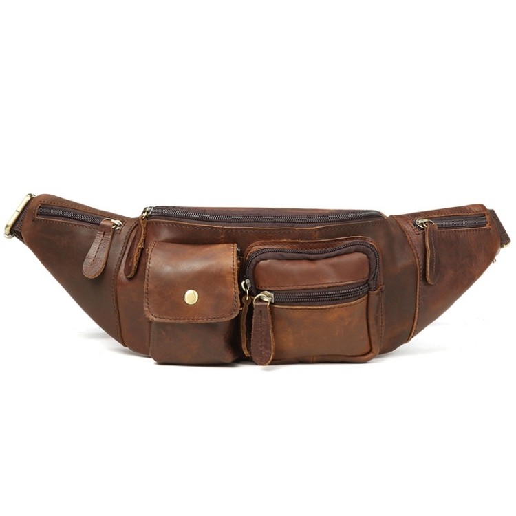 6375 Men Casual Chest Bag Leather Crossbody Mobile Phone Waist Bag
