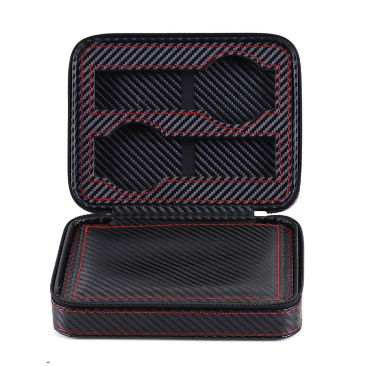 PU Leather Full Carbon Fiber Zipper Watch Bag Watch Storage Display Box, Style: