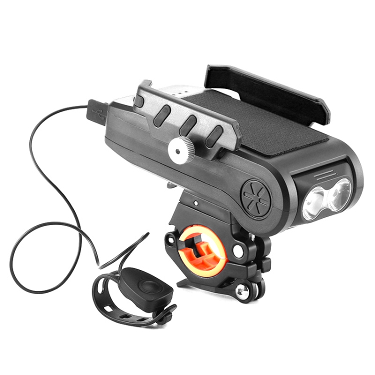 BG-2021 Bicycle Front Light 4 In 1 Mobile Phone Holder Horn Light Mountain Bike Front Light
