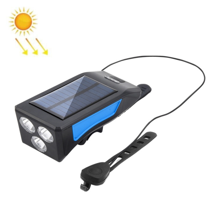 TG-ZX019 Solar Bicycle Headlight Flashlight Night Riding Strong Light USB Charging Rainproof Light