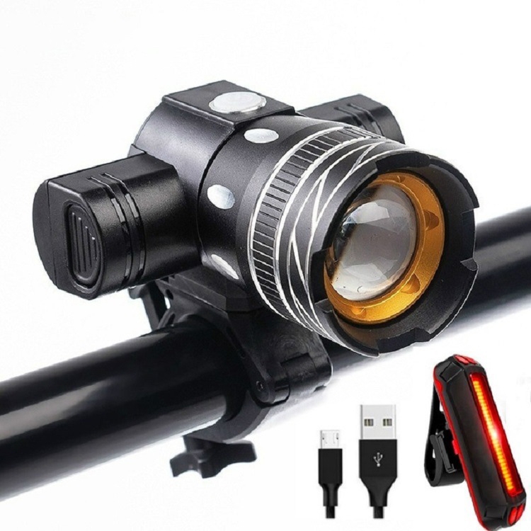 7602 LED USB Charging Telescopic Zoom Bicycle Front Light, Specification: