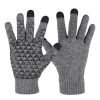 1 Pair Thick Velvet Touch Screen Knitted Warm Gloves