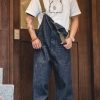 Men Vintage Deck Overalls Spring Autumn Washed Denim Straight Jeans