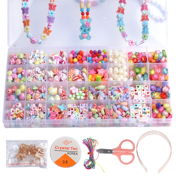 32 Grid  Acrylic Beaded Kids DIY Necklace Bracelet Toys