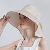 8112 Ladies Sunshade Large Brim Ponytail Bucket Hat
