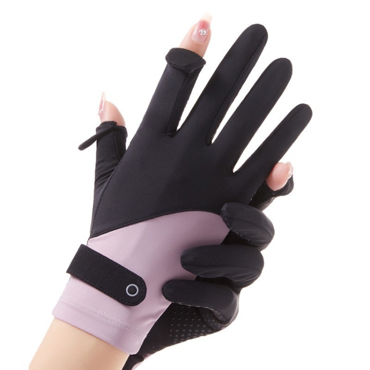 FSN02 1pair UV Resistant Ice Silk Breathable Cool Non-Slip Cycling Driving Thin Gloves