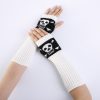 Jacquard Skull Fingerless Warm Gloves Knit Ski Gloves