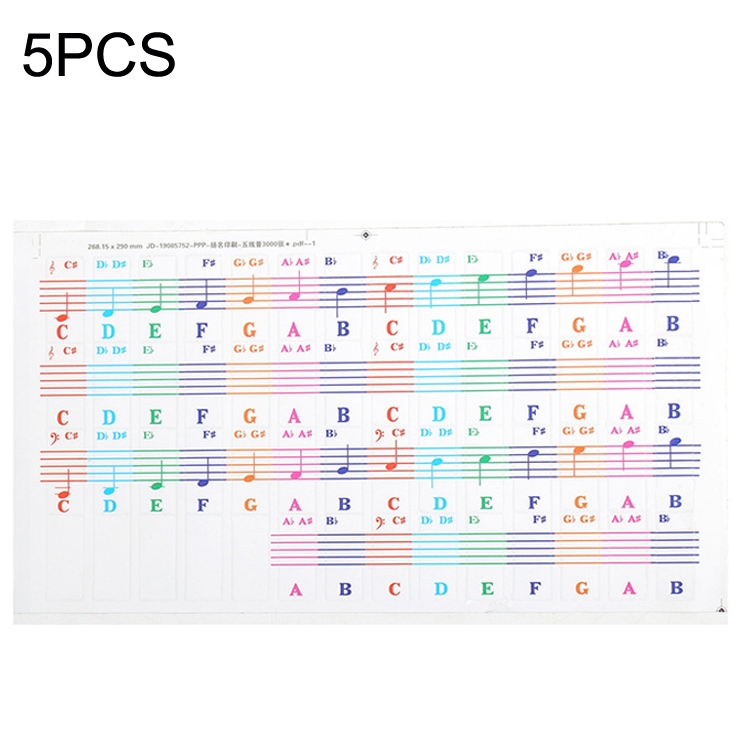 5PCS Children Piano Keyboard Color Stickers Musical Instrument Accessories