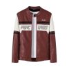 Men Slim Fit Padded Patchwork Motorbike Leather Jacket