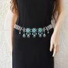 Vintage Alloy Flowers With Diamonds Drops Tassel Waist Chain Waist Ornaments