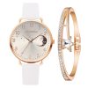 Ladies Moon Pattern Dial PU Strap Quartz Watch