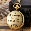 Engraved Vintage Commemorative Quartz Pocket Watch Round Watch, Style: