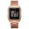 SKMEI 1879 Square Large Screen Men Steel Belt Multi-function EL Luminous Watch