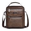 WEIXIER Retro Men Small Satchel Bag PU Shoulder Bag Commuter Messenger Bag