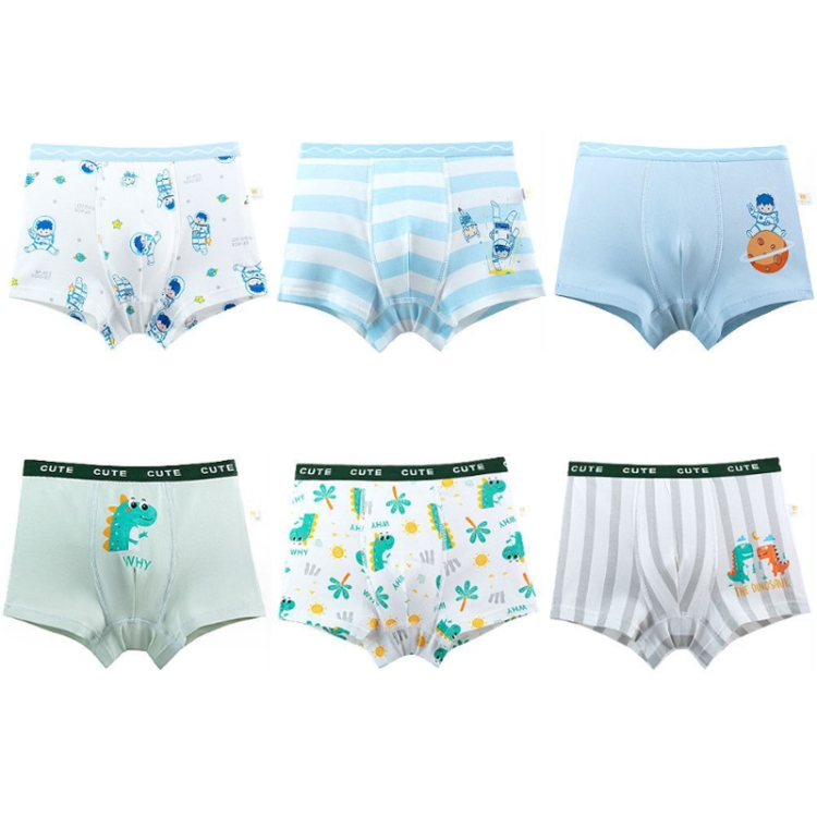 6pcs/set Children High Elastic Cartoon Printed Cotton Boxer Briefs