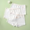 3pcs /Pack Girl Cotton Underwear Flat Angle Solid Color Short Panties Children Four-Corner Panties