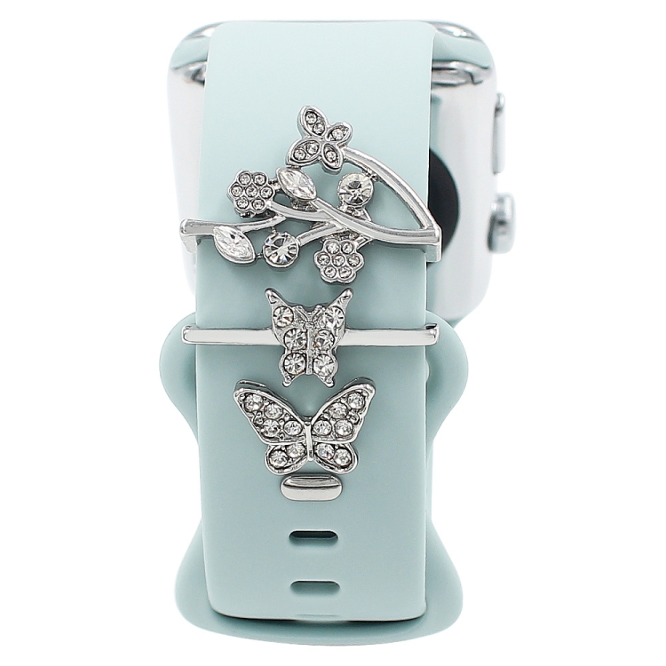 3pcs/Set Smart Watch Silicone Watch Band Decorative Ring Butterfly Buckle Watch Band Decorations