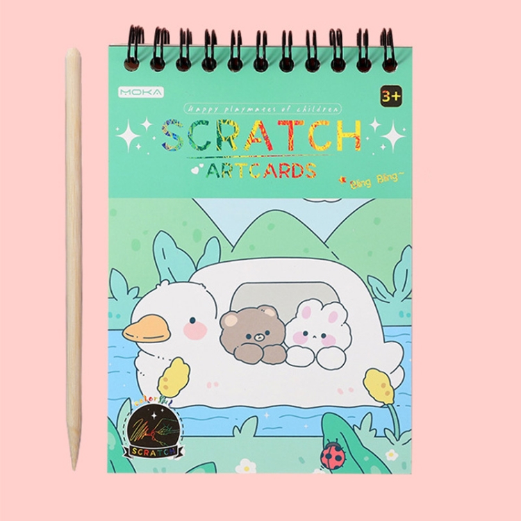 Hand Painted Scratch Paper Colorful Coil Scratchbook With Pen