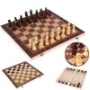 3 In 1 Wooden Chess Set Foldable Chess Board For Kids Adults