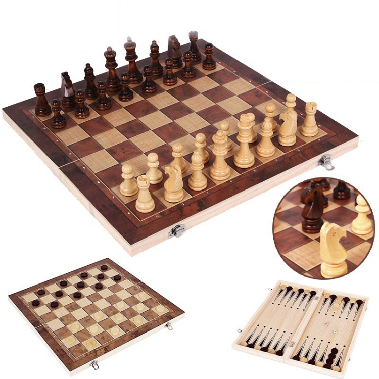 3 In 1 Wooden Chess Set Foldable Chess Board For Kids Adults