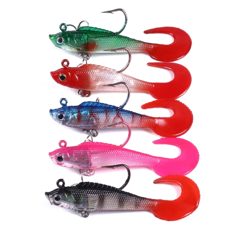 5colors /Set HENGJIA SO060 Colorful Curly Tail Soft Bait Lua Fishing Dummy Bait
