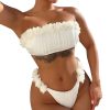 Women Two-Piece Swimsuit Strapless Sexy Bikini Top With Flower Decoration