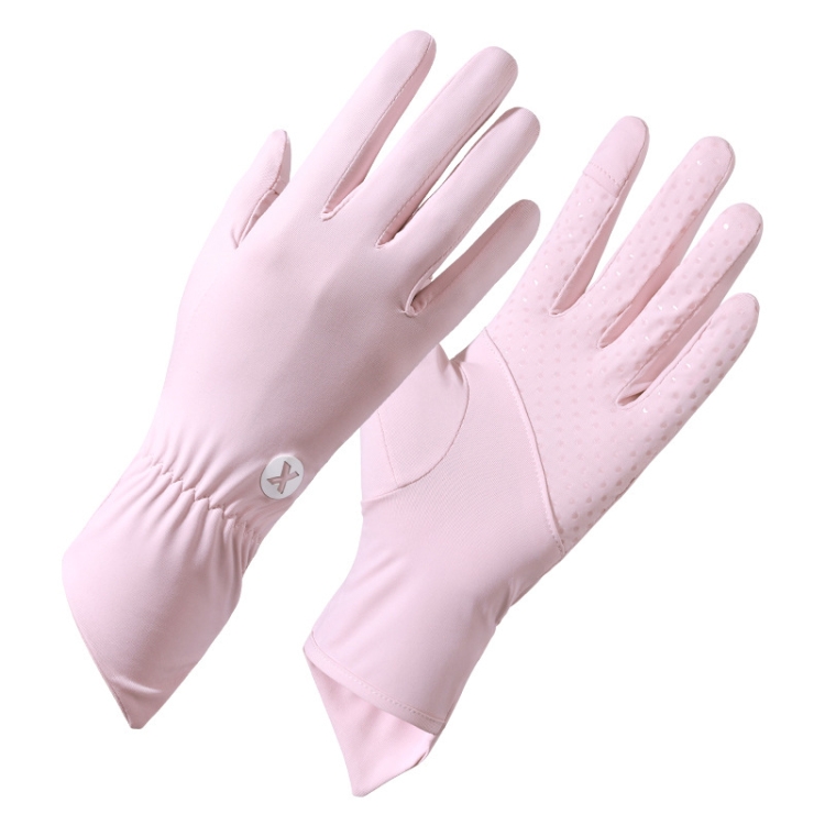 1pair Summer Thin Ice Silk Anti-Slip Sunscreen Sport Riding Finger Gloves