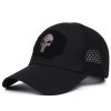 Men Cotton Outdoor Baseball Cap Fishing Hat With Skull Embroidered Patch