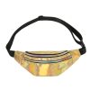 Women Punk Laser Glossy PU Double Zipper Chest Bag Casual Waist Bag