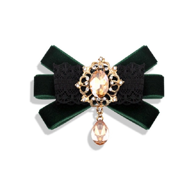 Unisex Flannel Bow-knot Bow Tie Retro Diamond Professional Brooch Clothing Accessories