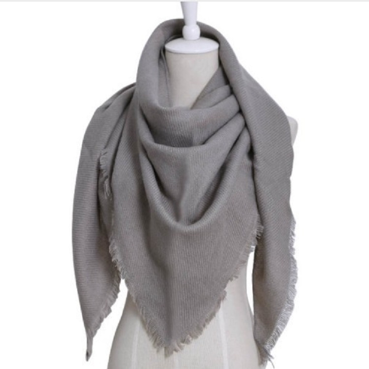 Spring Winter Knit Warm Solid Color Imitation Cashmere Triangle Scarf Shawl
