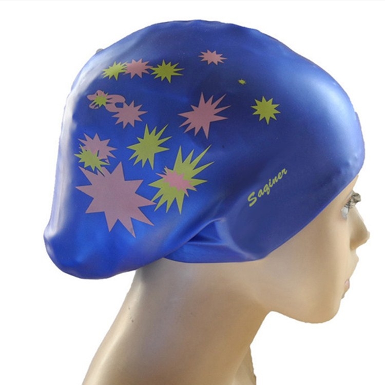 Printed Silicone Swimming Cap Waterproof Swimming Cap for Long Hair