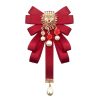 Women Court Style Heart-shaped Diamond Peal Bow Tie Brooch Clothing Accessories