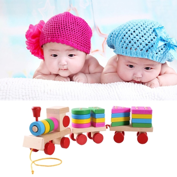 Wooden Train Shape Building Blocks Toy Baby Early Learning Training Toy