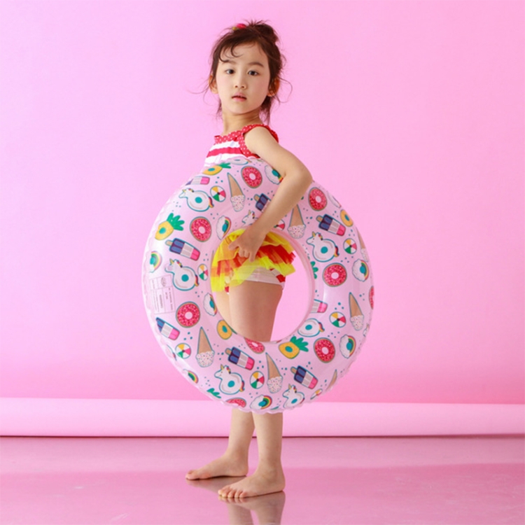 Ice Cream Pattern Inflatable Swimming Ring Thickening Water Ring Lifesaving Ring Suitable for Teenager, Size: 80cm