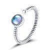 S925 Sterling Silver Platinum Plated Moonlight Lovers Women Open Ring