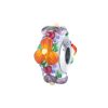 S925 Sterling Silver Colorful Flowers Embossed Orange Colored Glass Beads DIY Bracelet Necklace Accessories