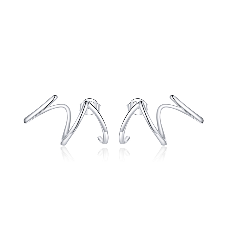 S925 Sterling Silver Simple Style Lines Women Earrings