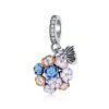 S925 Sterling Silver Colorful Zircon Flowers Pendant DIY Bracelet Necklace Accessories