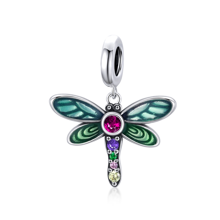 S925 Sterling Silver Shiny Dragonfly Pendant DIY Bracelet Necklace Accessories