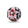 S925 Sterling Silver Pink Flowers Beads DIY Bracelet Necklace Accessories