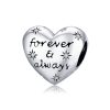 S925 Sterling Silver Shiny Heart Lettering Beads DIY Bracelet Necklace Accessories