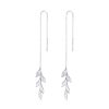 S925 Sterling Silver Simple Style Long Leaves Women Earrings