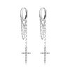 S925 Sterling Silver Long Tassel Shining Cross Women Earrings