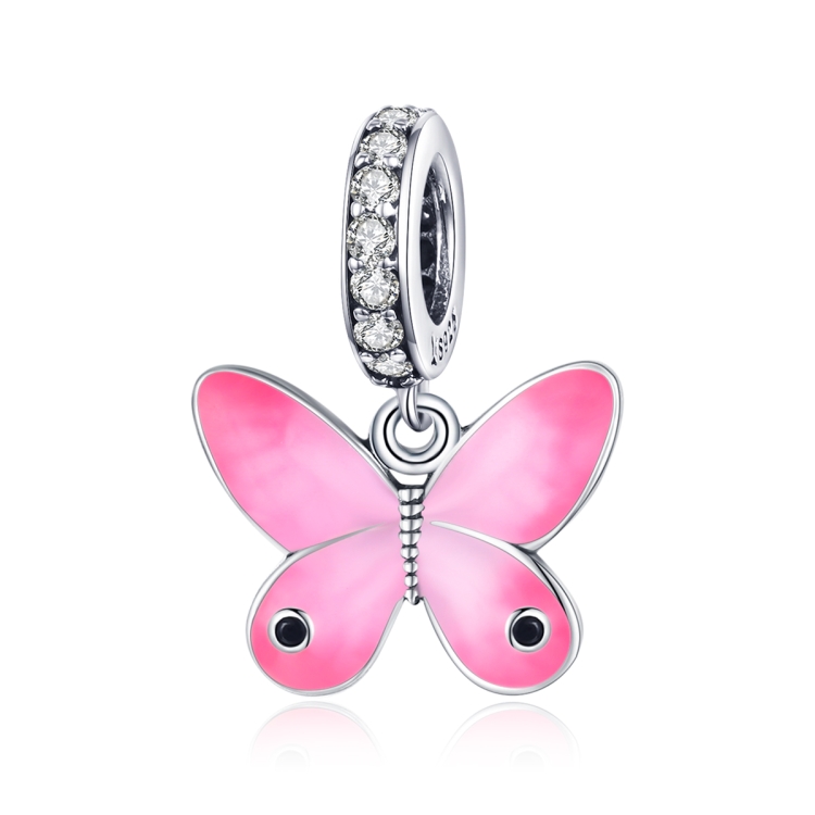 S925 Sterling Silver Pink Butterfly Pendant DIY Bracelet Necklace Accessories