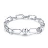 S925 Sterling Silver Paperclip Love Women Bracelet Jewelry