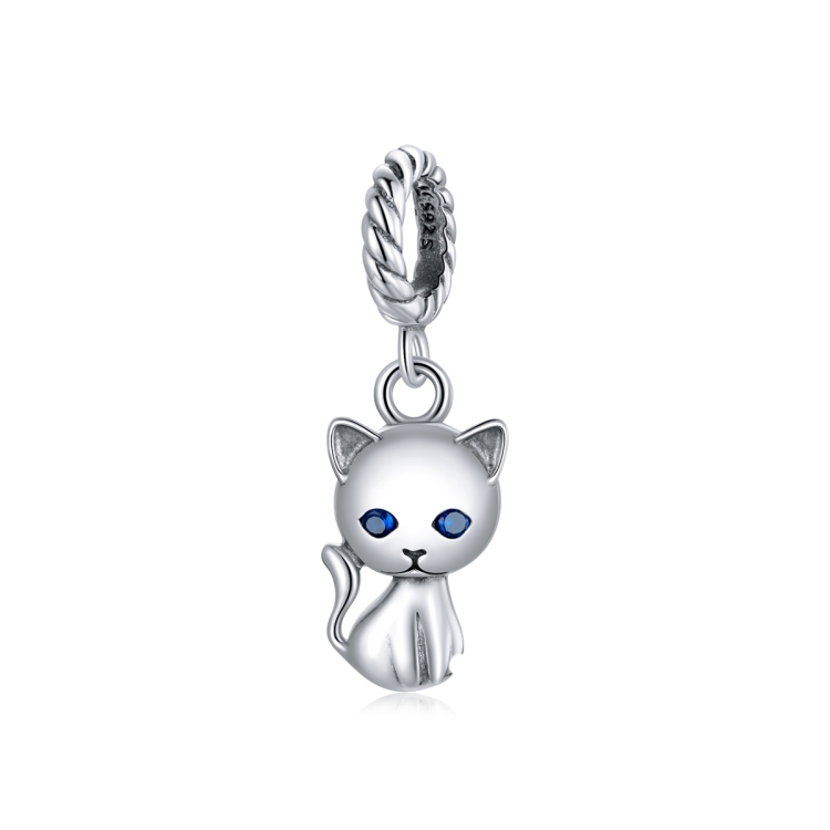 S925 Sterling Silver Cute Cat Pendant DIY Bracelet Necklace Accessories