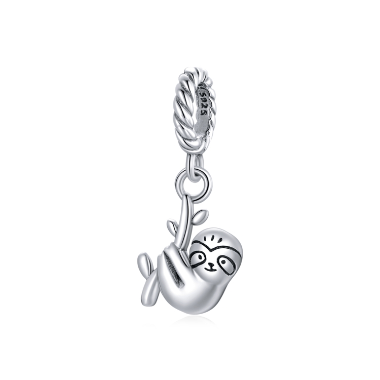 S925 Sterling Silver Cute Little Sloth Pendant DIY Bracelet Necklace Accessories
