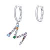 S925 Sterling Silver Colorful Zircon Letters M Asymmetry Women Earrings